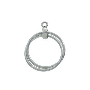 Vintage Sterling Silver 925 Double Circles minimalist Pendant